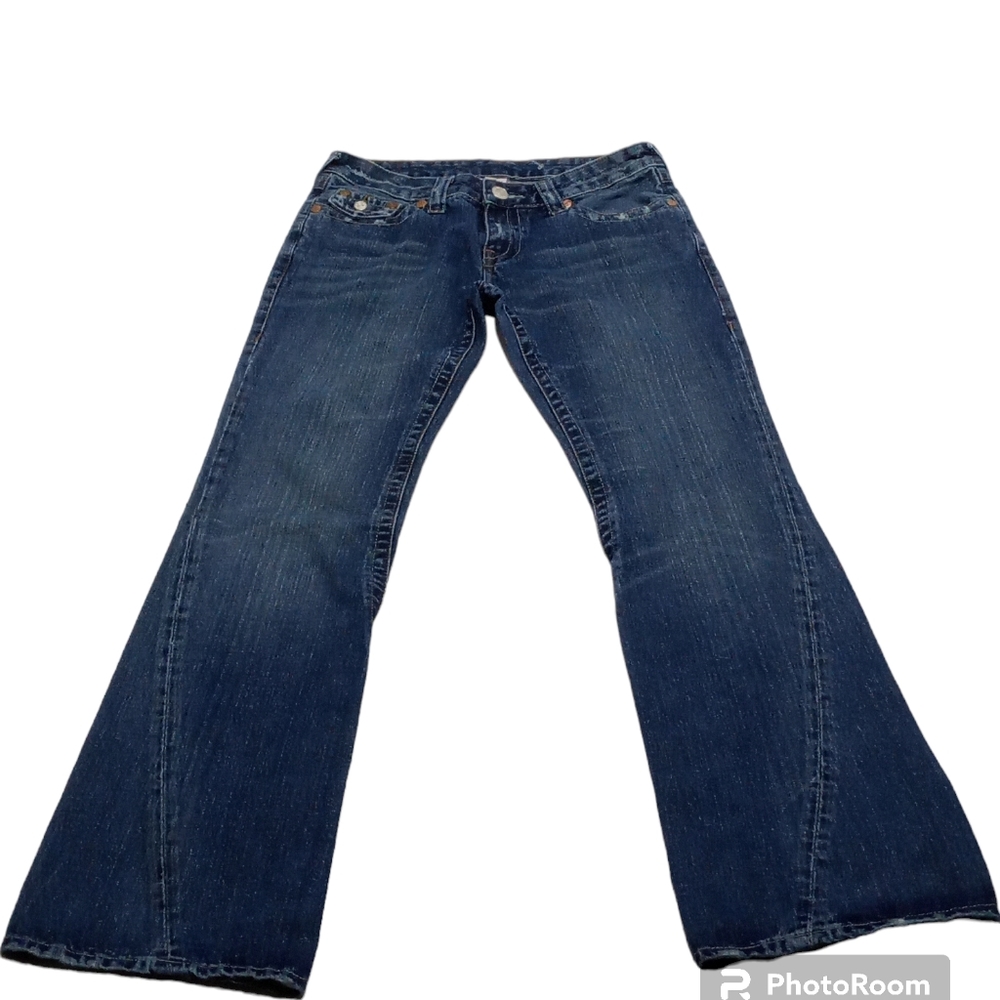 True Religion Bobby World Tour Wide Flare Leg Jean Size 28